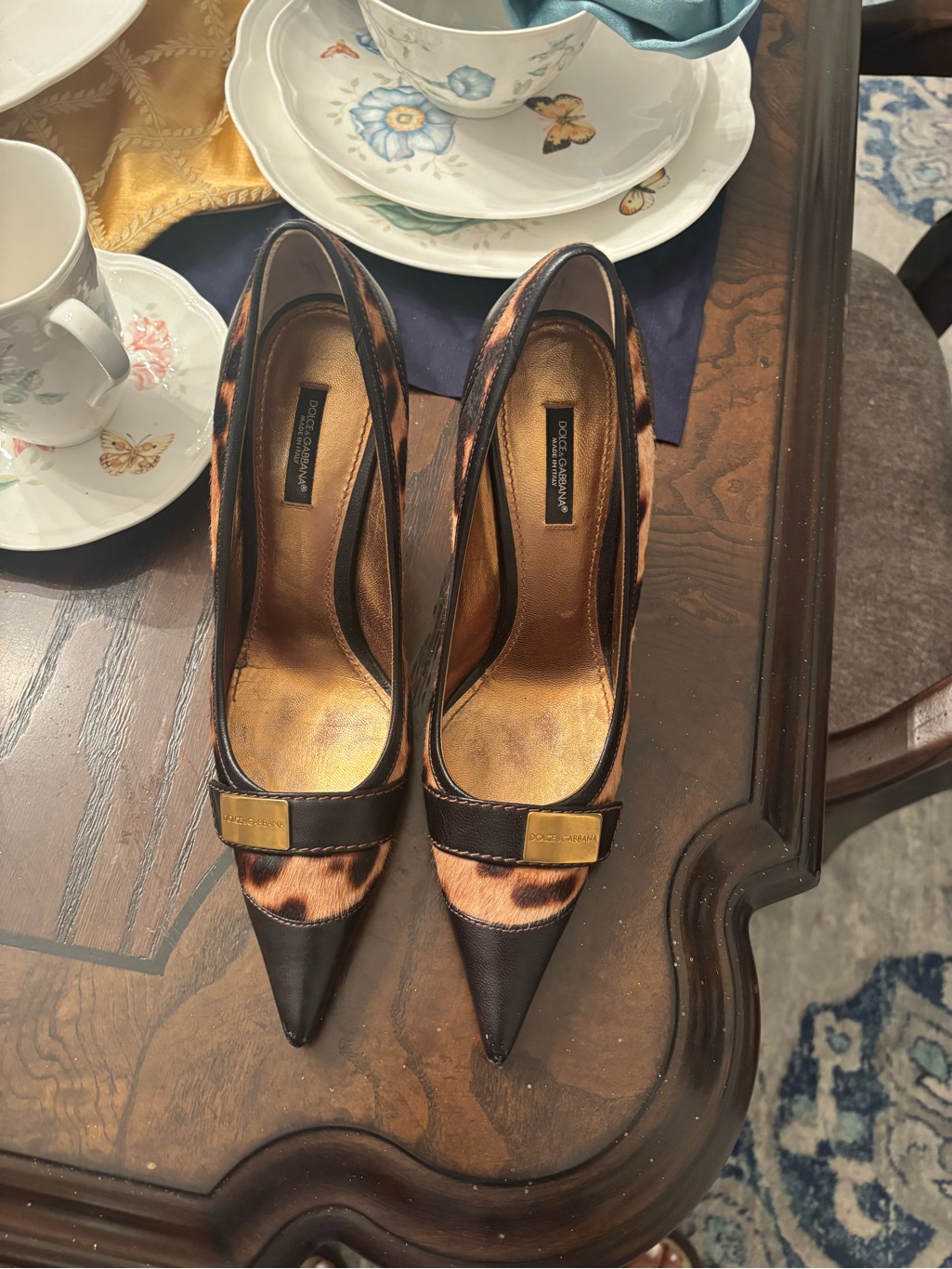 Dolce & Gabbana Brown Animal Print Calf Hair And Leather Pointed Toe Pumps